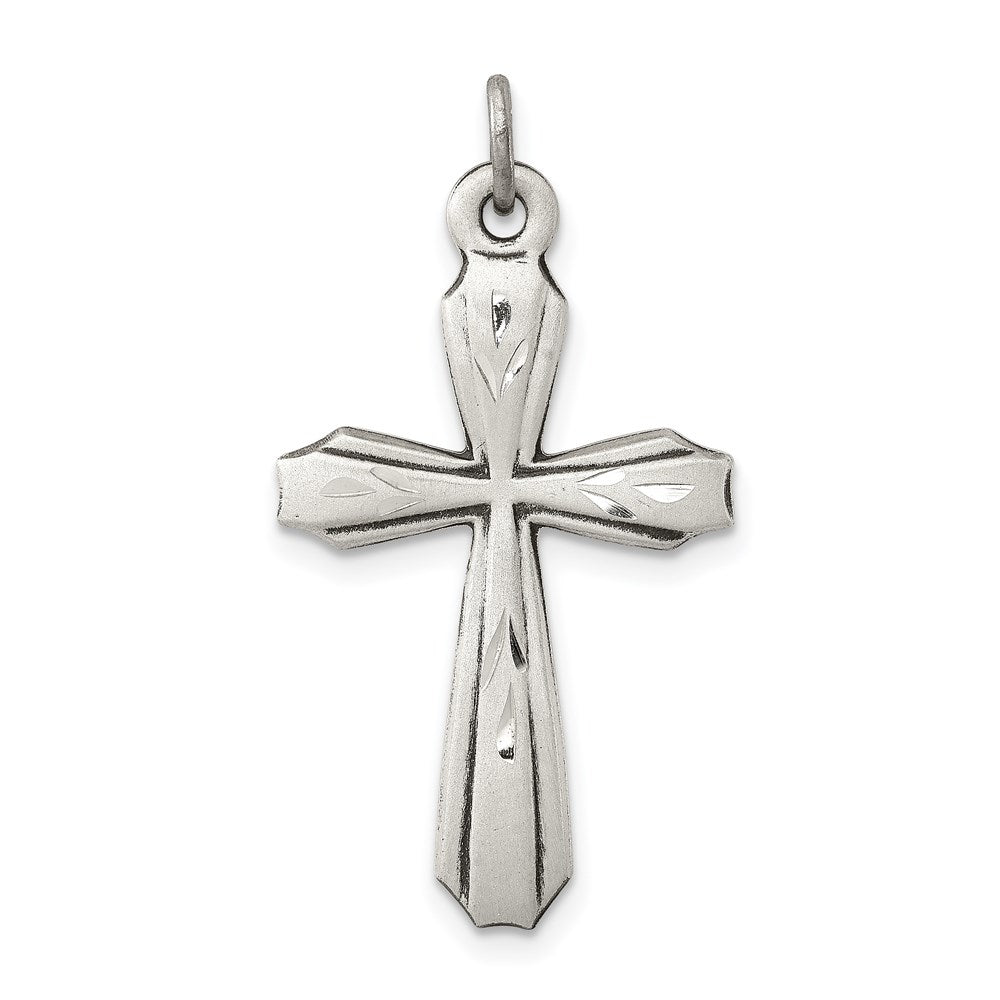 Sterling Silver Antiqued Cross Pendant, 29 x 17 mm