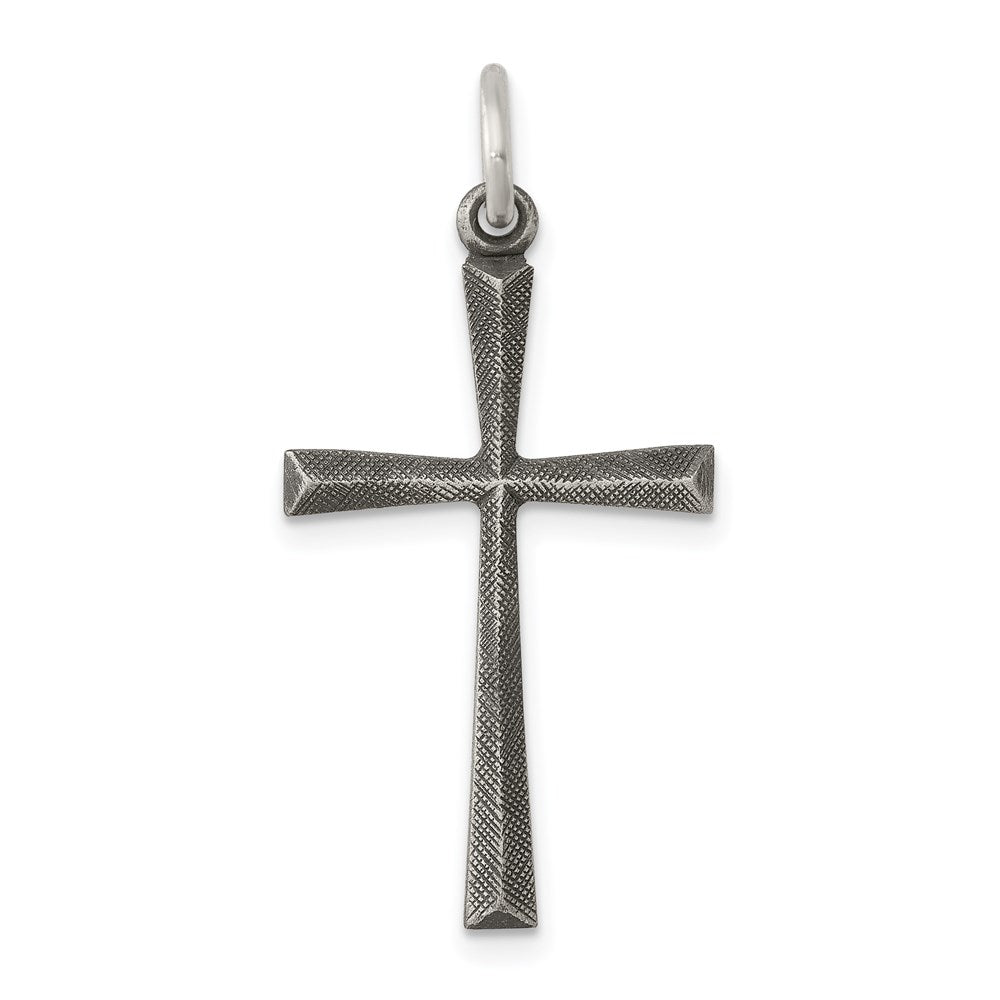 Sterling Silver Antiqued Cross Charm, 29 x 16 mm