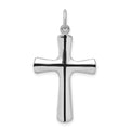 Sterling Silver Platinum-plated Enamel Cross Pendant, 31 x 20 mm