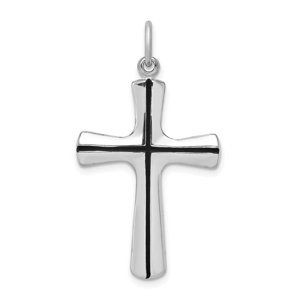 Sterling Silver Platinum-plated Enamel Cross Pendant, 31 x 20 mm