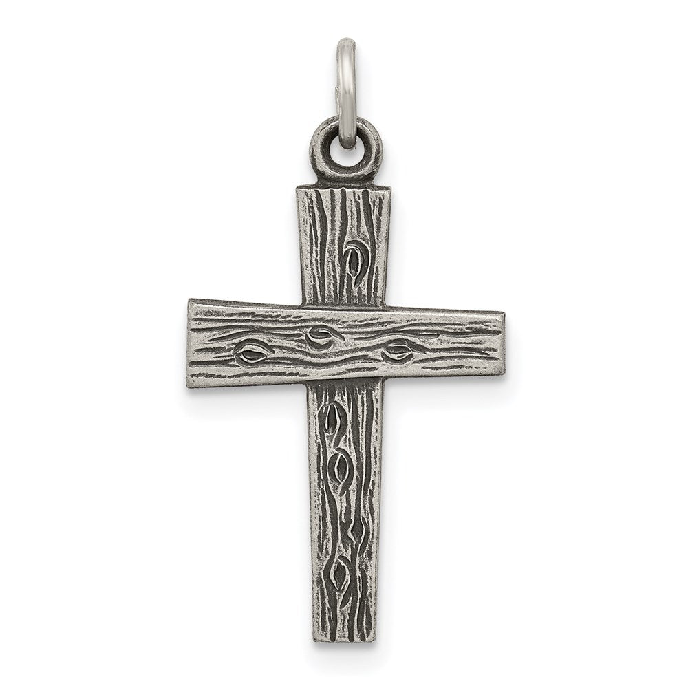 Sterling Silver Antiqued Cross Charm, 22 x 14 mm