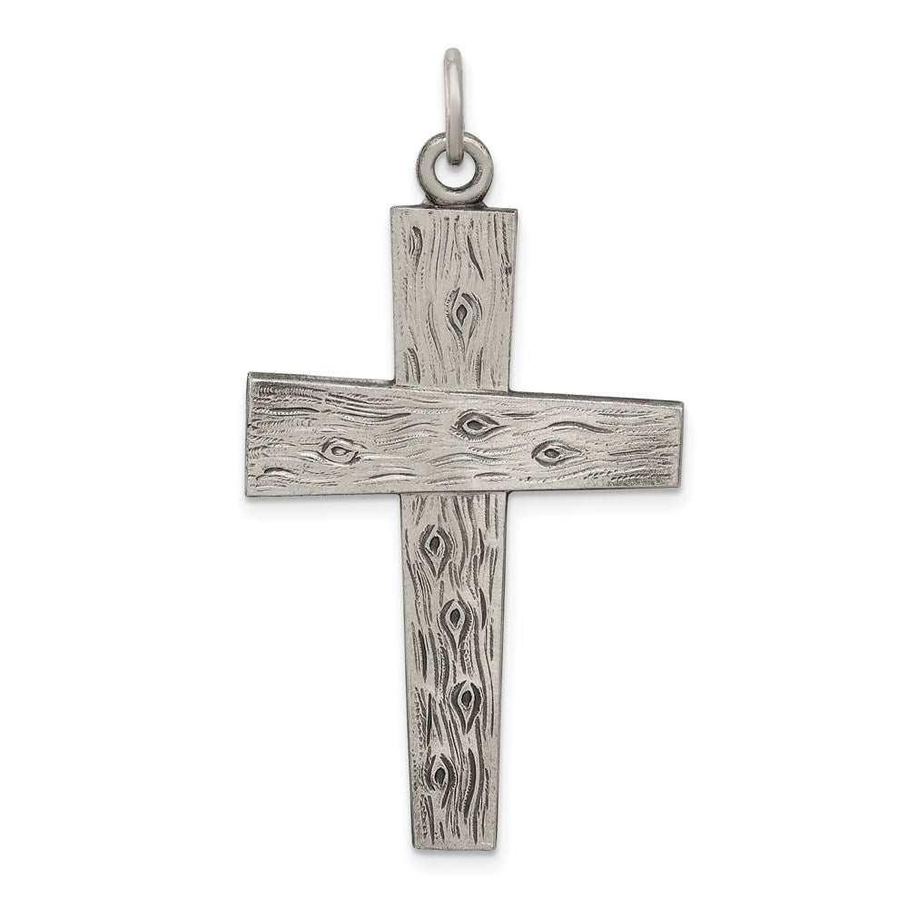 Sterling Silver Antiqued Cross Pendant, 41 x 24 mm