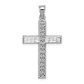 Sterling Silver Rhodium-plated Diamond Cut Cross Pendant, 40 x 21 mm
