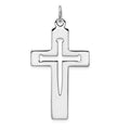 Sterling Silver Platinum-plated Latin Cross Pendant, 39 x 22 mm