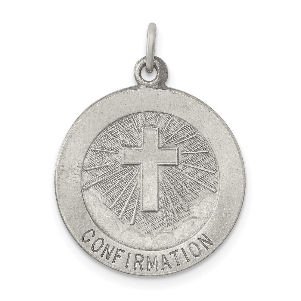 Sterling Silver Antiqued Confirmation Medal, 20 x 19 mm