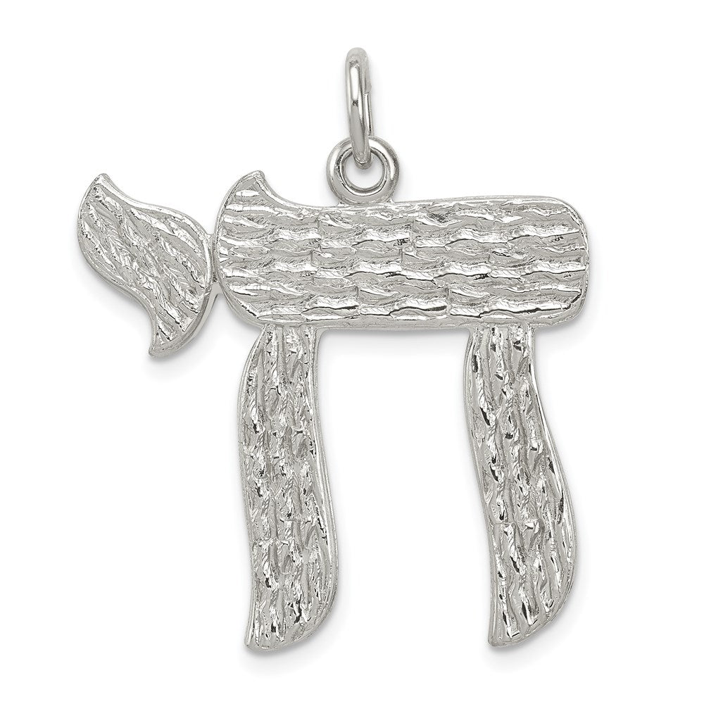 Sterling Silver Chai Pendant, 27 x 28 mm