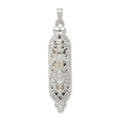 Sterling Silver Fancy Mezuzah Pendant, 37 x 10 mm