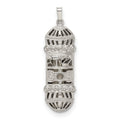 Sterling Silver Fancy Mezuzah Pendant, 36 x 13 mm