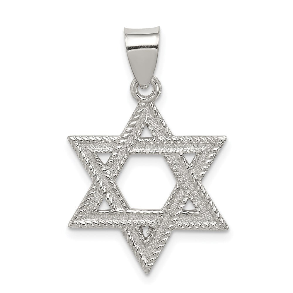 Sterling Silver Satin Star of David Charm, 23 x 18 mm