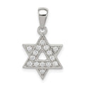Sterling Silver Rhodium-plated CZ Star of David Pendant, 14 x 12 mm