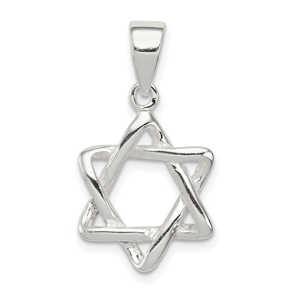 Sterling Silver 3-D Star of David Pendant, 20 x 15 mm