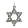 Sterling Silver Antiqued Star of David Charm, 39 x 22 mm