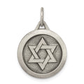 Sterling Silver Antiqued Star of David Medal, 21 x 18 mm