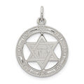 Sterling Silver Star of David Disc Charm, 20 x 18 mm