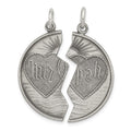 Sterling Silver Antiqued Mizpah Charm, 31 x 15 mm