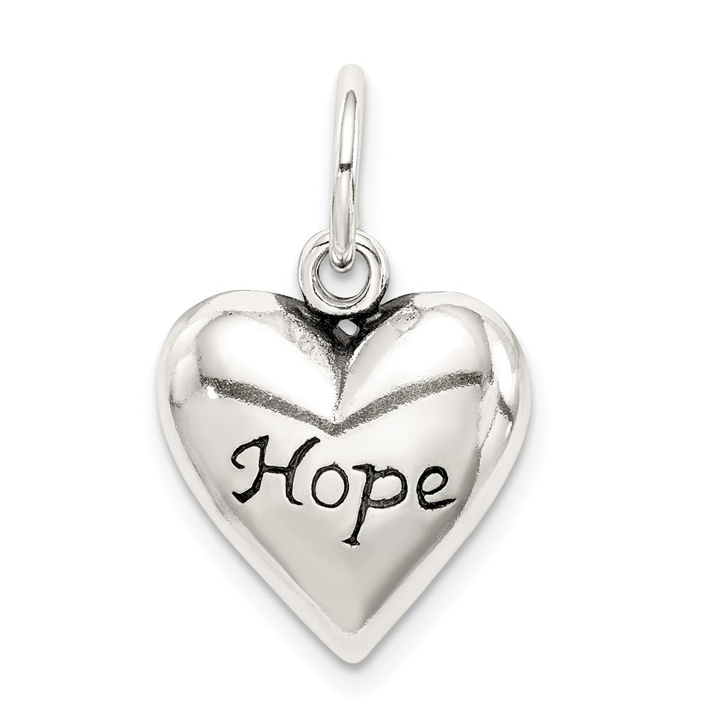 Sterling Silver Antiqued Hope Pendant, 17 x 14 mm