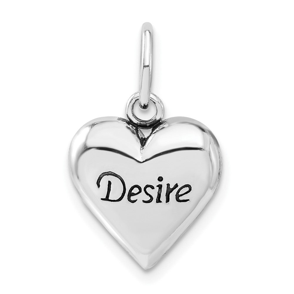 Sterling Silver Polished & Antiqued Desire Heart Pendant, 23.2 x 14.15 mm