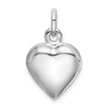 Sterling Silver Rhodium-plated Puffed Heart Charm, 18 x 14 mm
