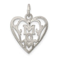 Sterling Silver Mom in Heart Pendant, 17 x 16 mm