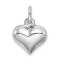 Sterling Silver Rhodium-plated Puffed Heart Charm, 14 x 13 mm