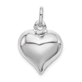 Sterling Silver Rhodium-plated Puffed Heart Charm, 19 x 15 mm
