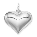 Sterling Silver Rhodium-plated Puffed Heart Pendant, 22 x 24 mm