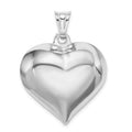 Sterling Silver Rhodium-plated Puffed Heart Pendant, 29 x 28 mm