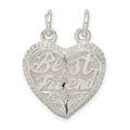 Sterling Silver Best Friend 2-piece Break apart Heart Charm, 20 x 9 mm