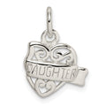 Sterling Silver Heart Daughter Charm, 17 x 13 mm
