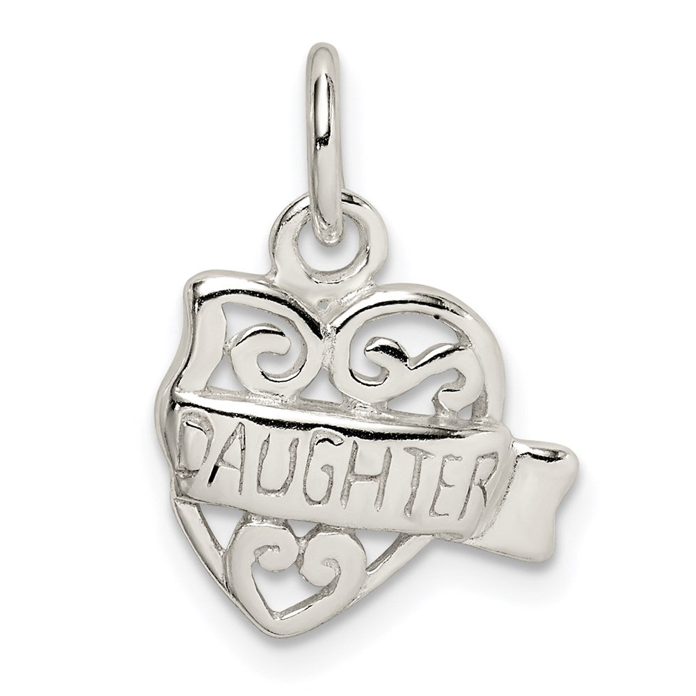 Sterling Silver Heart Daughter Charm, 17 x 13 mm