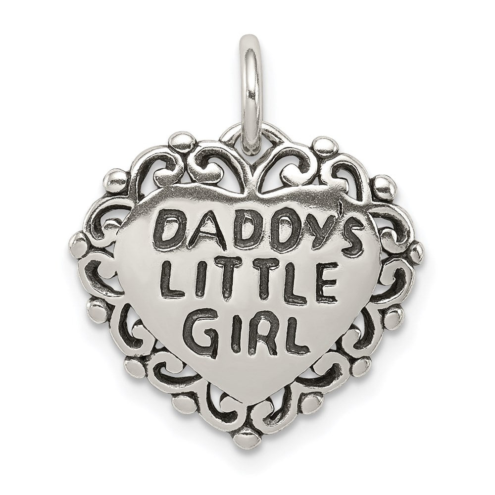 Sterling Silver Antiqued Daddy's Little Girl, 21.5 x 17.92 mm