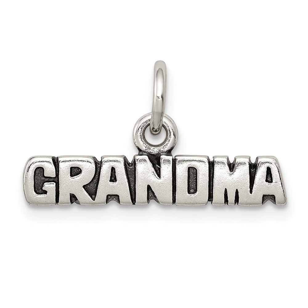 Sterling Silver Antiqued Grandma Charm, 12 x 21 mm