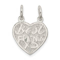 Sterling Silver Best Friends 2-piece break apart Heart Charm, 15 x 7 mm
