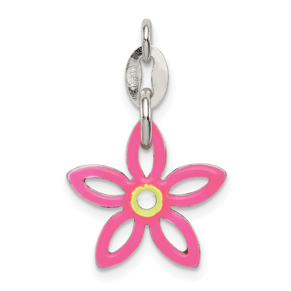 Sterling Silver Enameled Charm, 17 x 15 mm