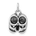 Sterling Silver 3-D Polished & Antiqued Baby Shoes Charm, 20 x 12.1 mm