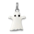 Sterling Silver Rhodium-platedWhite Enamel Ghost Charm, 23 x 14 mm