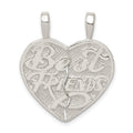 Sterling Silver Best Friend 2-piece break apart Heart Charm, 27 x 11 mm