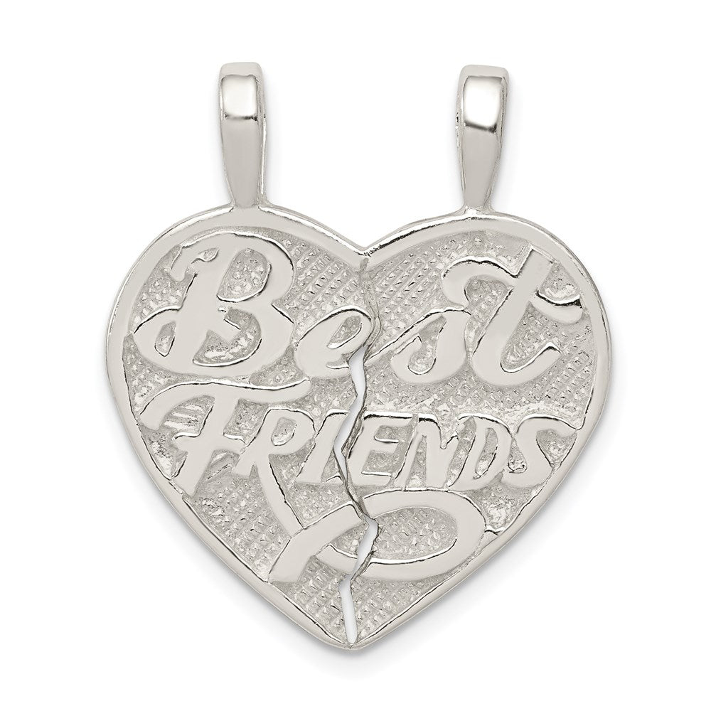 Sterling Silver Best Friend 2-piece break apart Heart Charm, 27 x 11 mm