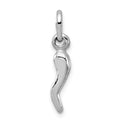 Sterling Silver Rhodium-plated Italian Horn Charm, 22 x 4 mm