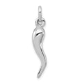 Sterling Silver Rhodium-plated Italian Horn Charm, 30 x 6 mm