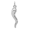 Sterling Silver Rhodium-plated Italian Horn Pendant, 38 x 8 mm