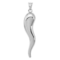 Sterling Silver Rhodium-plated Italian Horn Pendant, 67 x 14 mm