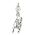 Sterling Silver Rock On Charm, 20 x 8 mm