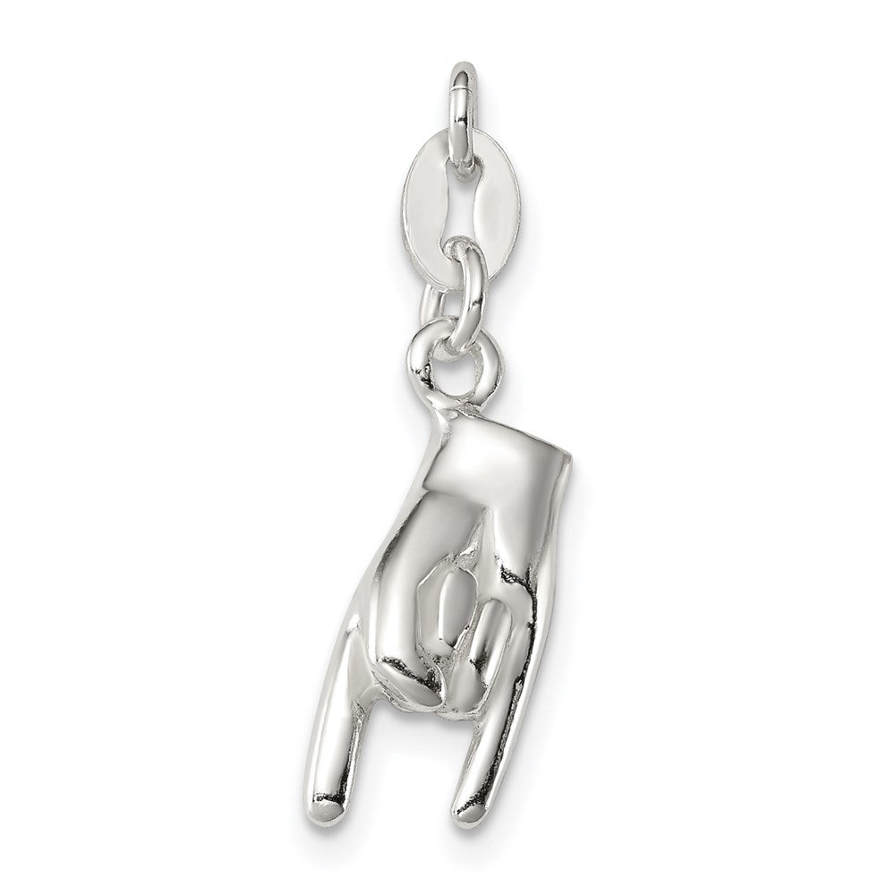 Sterling Silver Rock On Charm, 20 x 8 mm