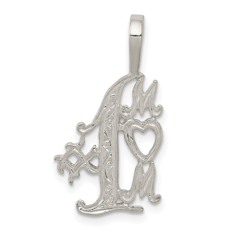 Sterling Silver #1 Mom Charm, 25 x 12 mm