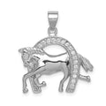 Sterling Silver Rhodium-plated Horse & Horseshoe CZ Pendant, 28 x 23 mm