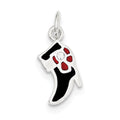 Sterling Silver Black & Red Enameled Boot Charm, 21 x 9 mm