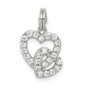 Sterling Silver Rhodium-plated CZ Interlocking Hearts Charm, 19 x 13 mm