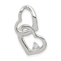 Sterling Silver Rhodium-plated CZ Hearts Pendant, 21 x 14 mm