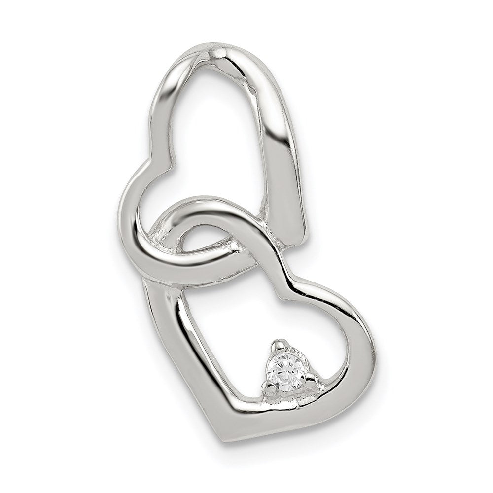 Sterling Silver Rhodium-plated CZ Hearts Pendant, 21 x 14 mm